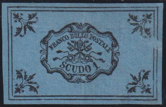 1852 - 1 Scudo su carta azzurra ... 