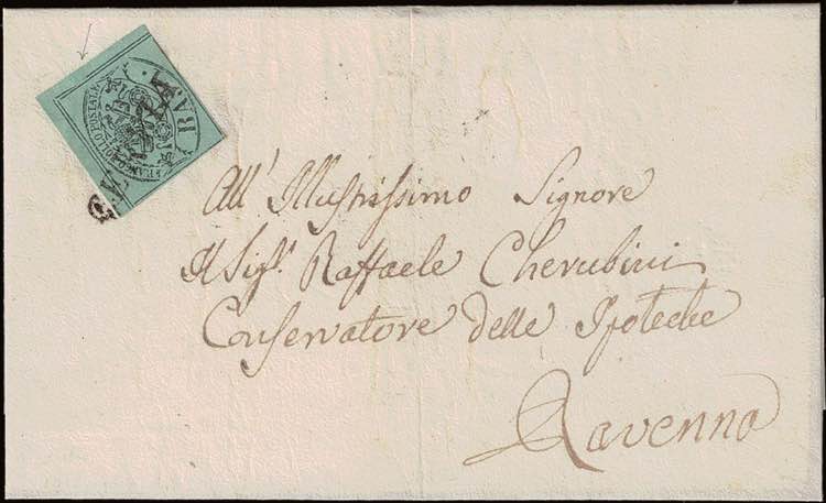 1852 - 1 b. verde grigio, n° 2, ... 