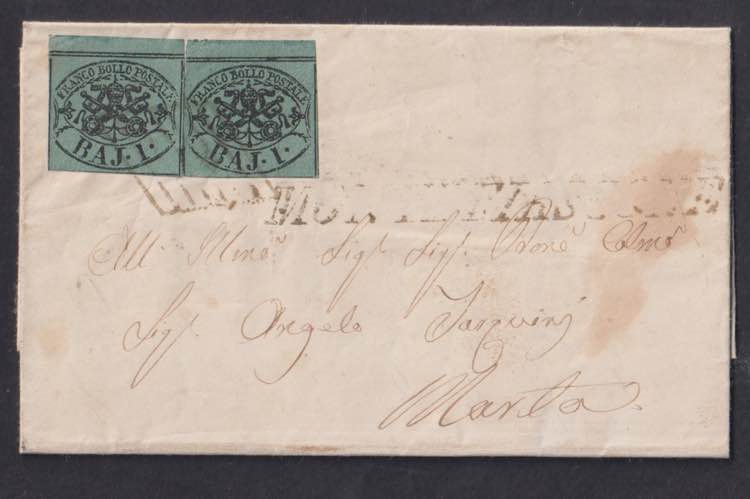 1864 - 1 b. verde azzurro, n° 2a, ... 