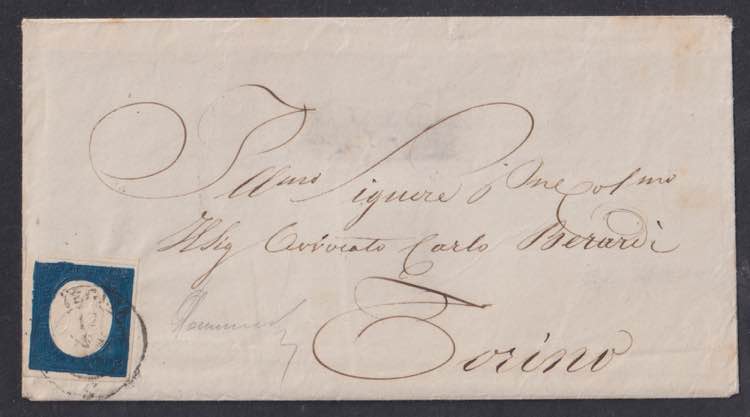 1855 - 20 cent. indaco, con doppia ... 