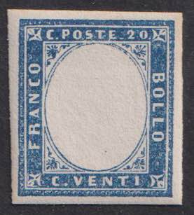 1855 - 20 c. azzurro, n° 14, ... 
