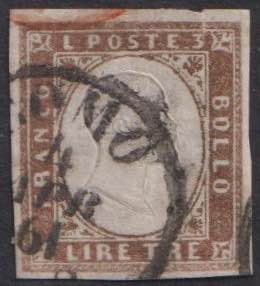 1861 - 3 lire rame, n° 18A, ... 