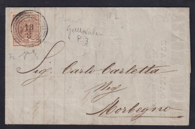 1850 - 30 c. bruno, n° 21b, carta ... 