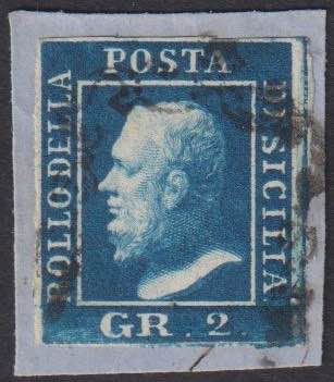 1859 - 2 gr. azzurro scurissimo, ... 