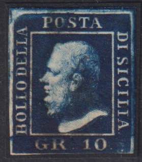 1859 - 10 grana azzurro scuro, ... 