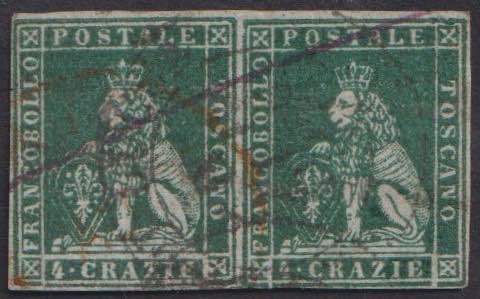 1851 - 4 crazie verde grigio su ... 