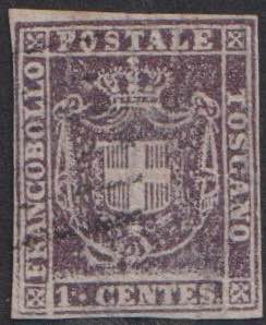 1860 - 1 cent. violetto scuro, n° ... 