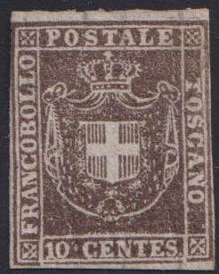 1860 - 10 cent. bruno scuro, n° ... 
