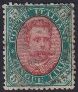 1889 - 5 Lire  verde e carminio, ... 