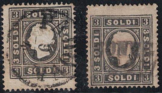 1859 - 3 s. nero e nero grigio, ... 