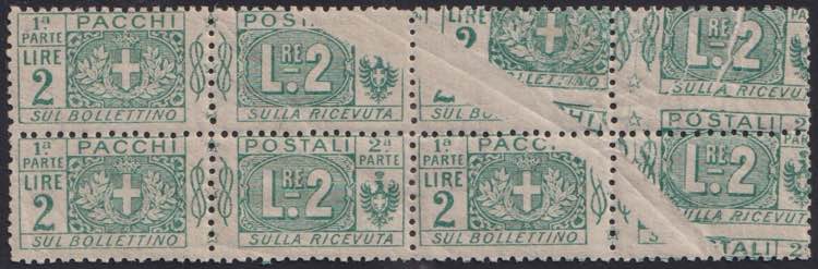 1914 - Pacchi Nodo 2 Lire verde, ... 