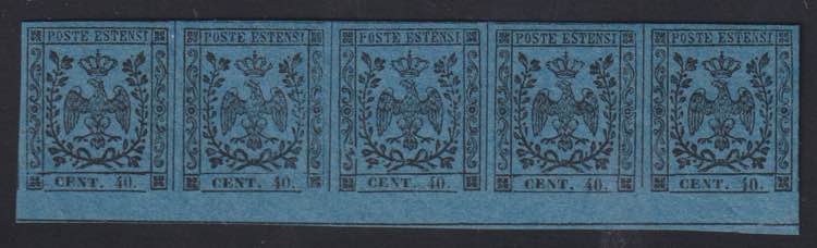 1852 - 40 c. azzurro cupo, n° 10, ... 