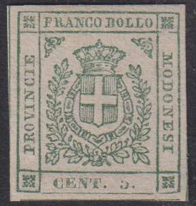 1859 - 5 c. verde, n° 12, ... 