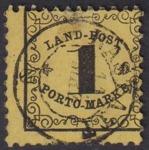 1862 - 1 k. nero su giallo, Sx n° ... 