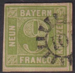 1850 - 9 k. verde giallo, n° 6 ... 