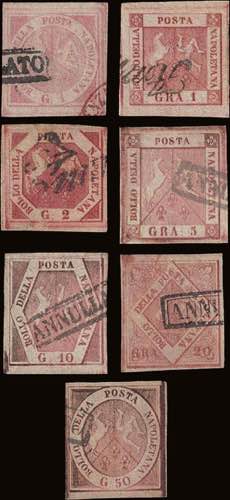 1858 - Serie dei 7 valori, n° 1 + ... 