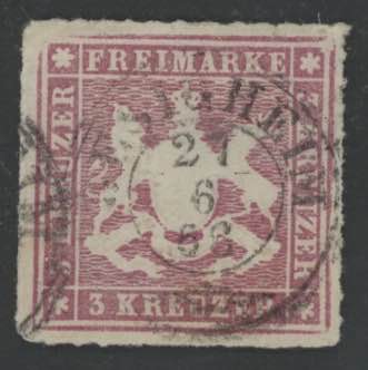 1865 - 3 Kr.lilla rosa, n° 31a, ... 