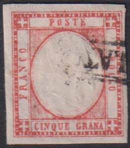 1861 - 5 gr. carminio, n° 21f, ... 