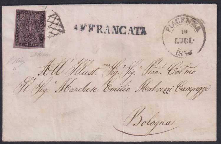 1855 - 25 cent. violetto, n° 4, ... 
