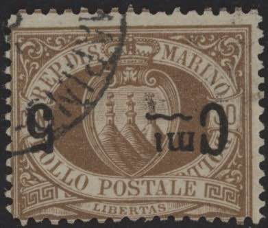 1892 - 5 Cmi su 30 bruno, n° 9a + ... 