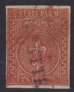 1853 - 25 cent. bruno rosso, n° ... 