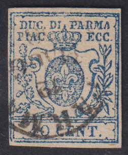 1857 - 40 cent. azzurro, n° 11, ... 