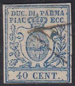 1857 - 40 cent. azzurro scuro, I ... 