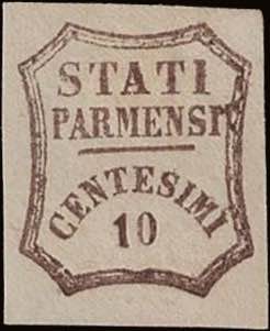 1859 - 10 cent. bruno, n° 14, ... 