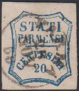 1859 - 20 cent. azzurro, n° 15, ... 