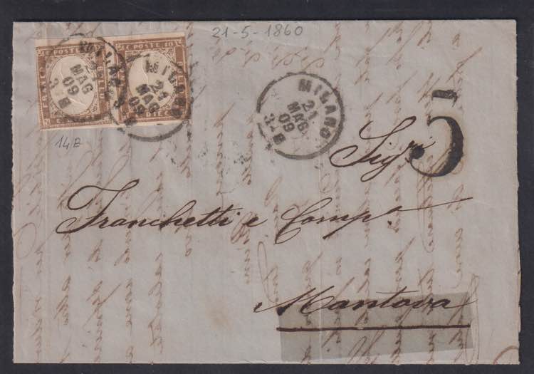 1860 - 10 cent. bruno lillaceo, ... 