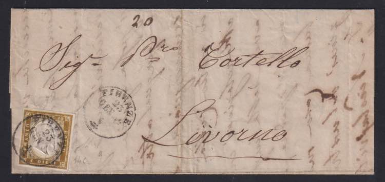 1862 - 10 cent. bruno olivastro, ... 