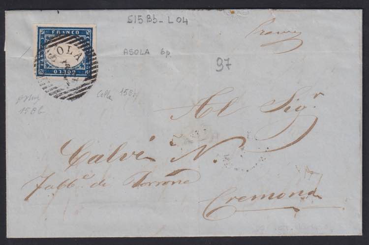 1860 - 20 cent. azzurro, n° 15Ca, ... 