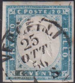 1855 - 20 cent. cobalto latteo, ... 