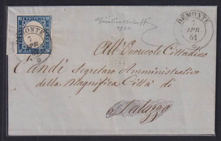 1861 - 20 cent. azzurro, n° 15Ca, ... 