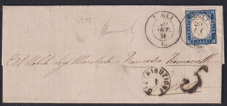 1861 - PEGLI, punti 7 - 20 cent. ... 