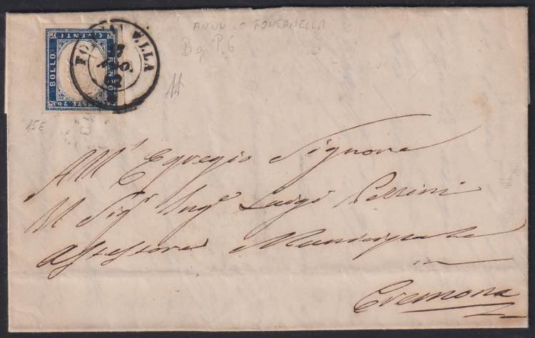 1862 - 20 cent. indaco, n° 15E, ... 
