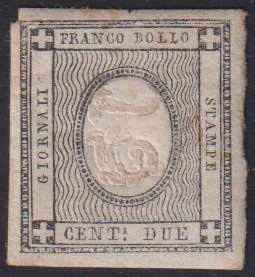 1861 - 2 cent. grigio nero, n° ... 