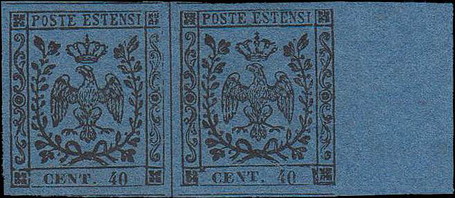1852 - 40 cent. azzurro scuro, n° ... 