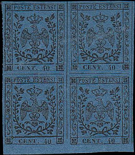 1852 - 40 cent. azzurro, n° 6, in ... 