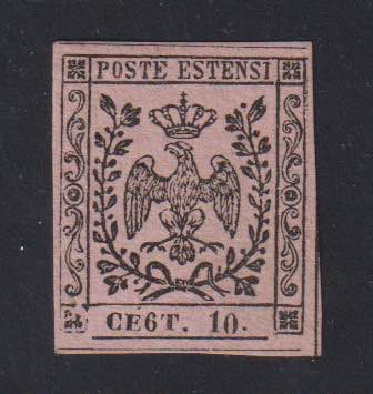 1854 - 10 cent. rosa, n° 9d, ... 