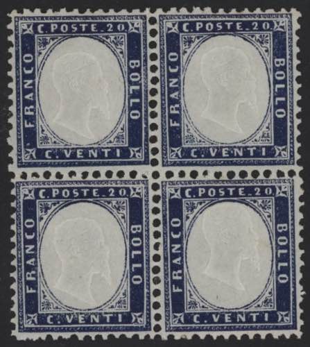 1862 - 20 cent. indaco, n° 2, in ... 