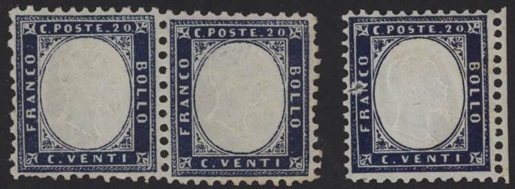 1862 - 20 cent. indaco, n° 2, una ... 