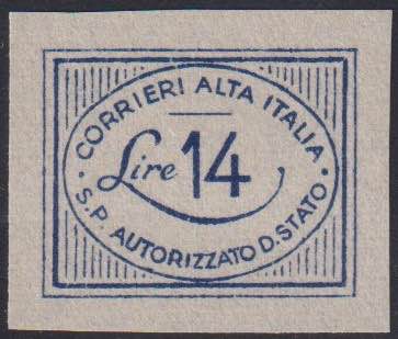 1945 - 14 lire azzurro oltremare, ... 