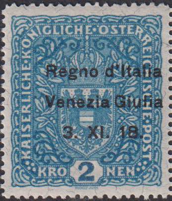 1918 - 2 k. azzurro, carta con ... 