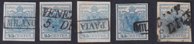 1850 - 45 cent. I tipo, n° 10 + ... 