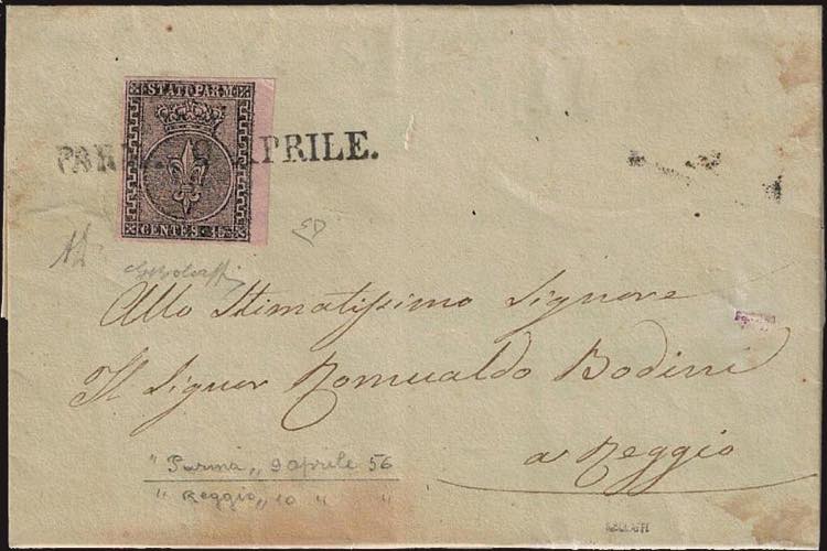 1852 - 15 cent. rosa, n° 3b, ... 