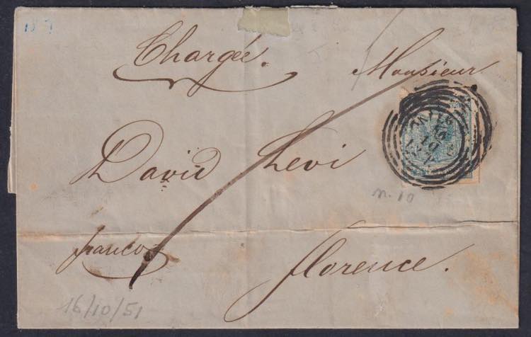 1851 - 45 cent. I tipo, n° 10, ... 