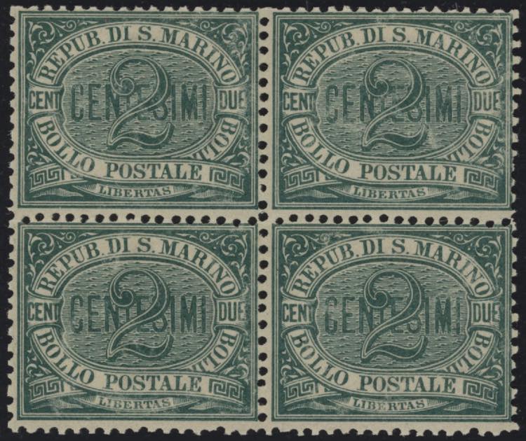 1877 - 2 cent. verde, n° 1, in ... 
