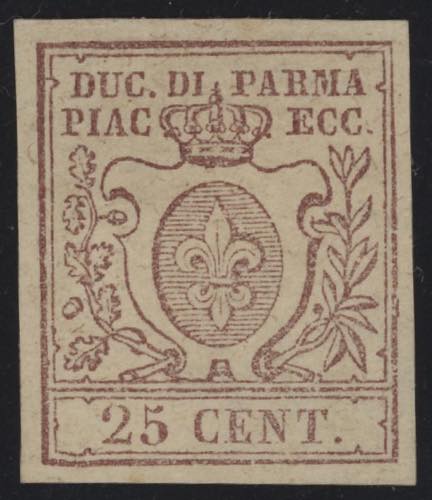 1857 - 25 cent. bruno lilla, n° ... 