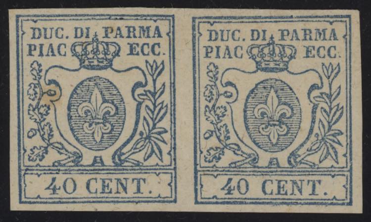 1857 - 40 cent. azzurro, n° 11d  ... 